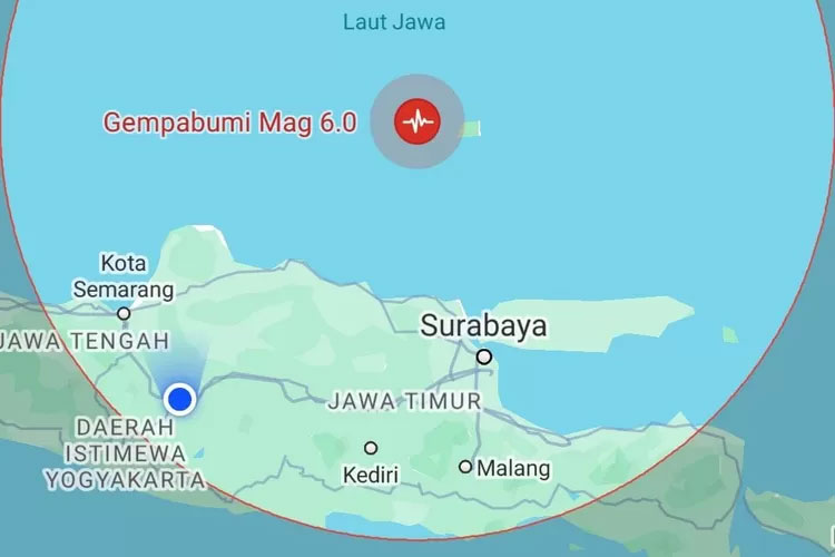 Gempa Hari ini 5 M (Magnitudo) Guncang Wilayah Tuban Jatim