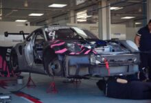 Logistik balap mobil Porsche tiba di area pada Sirkuit Mandalika