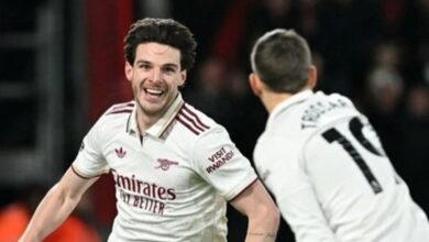 Declan Rice cetak brace, Arsenal menang tipis 3-2 berjuang melawan Bournemouth