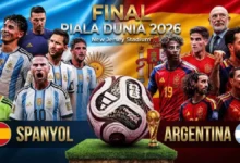 Argentina tinggal selangkah lagi mempertahankan gelar juara dunia saat menghadapi Spanyol pada final Piala Dunia 2026. Partai puncak antara Spanyol vs Argentina berlangsung di MetLife Stadium, East Rutherford, Senin (20/7/2026) pukul 02.00 WIB.